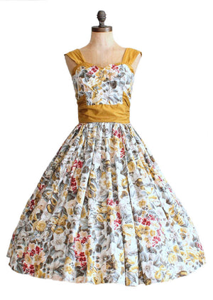 Vintage 1950s Provence Floral Cotton Sundress