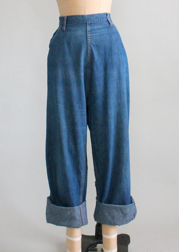 【専用】R.H. VINTAGE High Waist Denim Pants Vintage 1950s Distressed High Waist Jeans - Raleigh Vintage