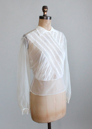 Vintage 1950s Sheer Nylon and Lace Blouse