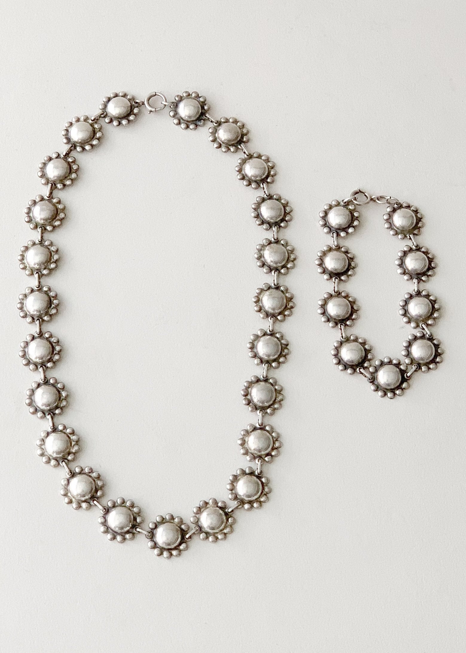 Vintage 1940s Sterling Silver Necklace and Bracelet Set