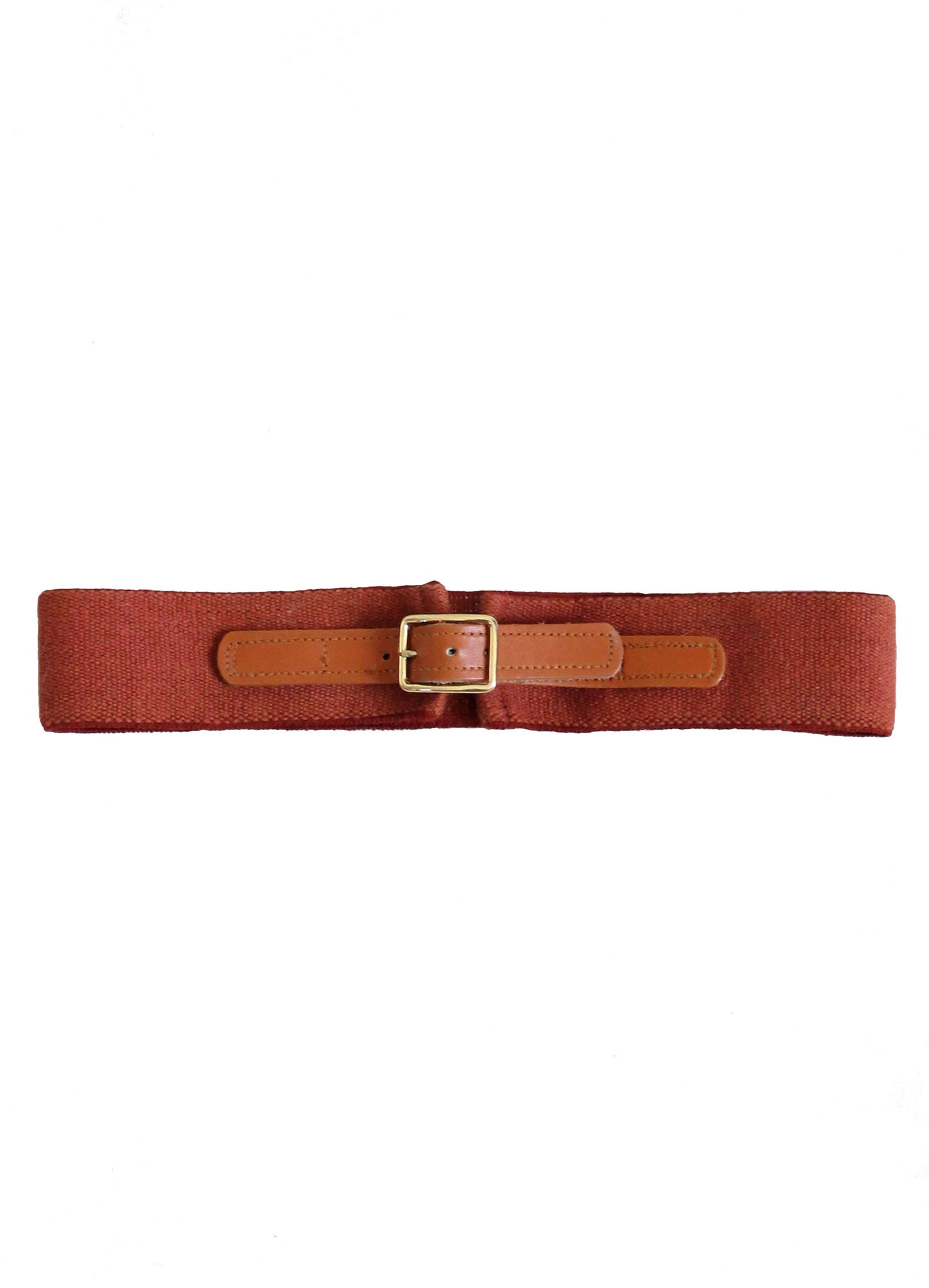 Vintage Brown Leather and Cotton Cinch Belt