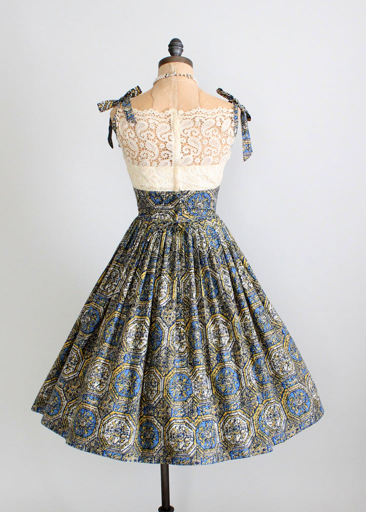Vintage 1950s tiki lace party dress