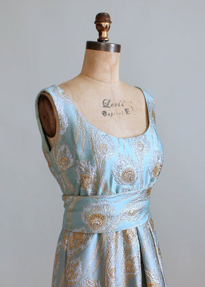 Vintage 1960s Ceil Chapman Brocade Lamé Evening Gown