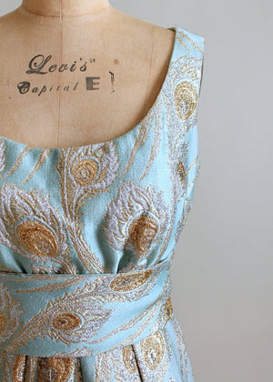 Vintage 1960s Ceil Chapman Brocade Lamé Evening Gown