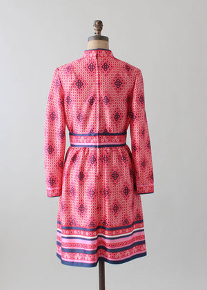 Vintage 1960s Pink and Blue MOD Day Dress