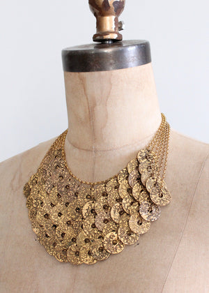 Vintage 1960s Lucky Coin Bib Necklace