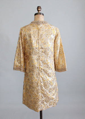 Vintage 1960s Gold Lame MOD Party Dress
