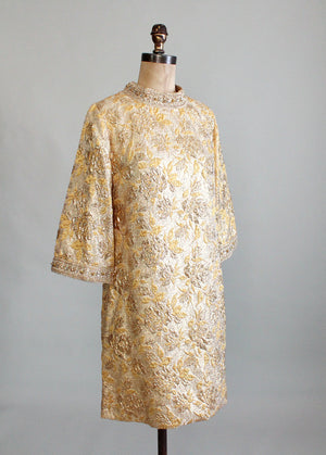 Vintage 1960s Gold Lame MOD Party Dress