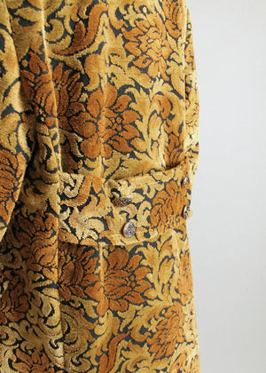 Vintage 1960s MOD Gold and Black Tapestry Carpet Coat