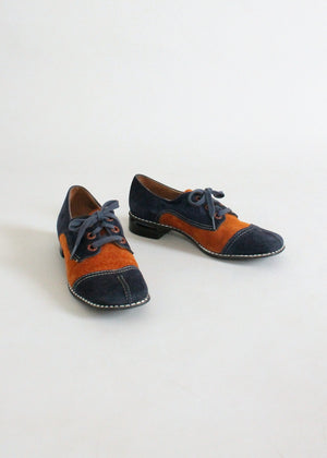 Vintage 1960s MOD Two Tone Suede Spectator Shoes