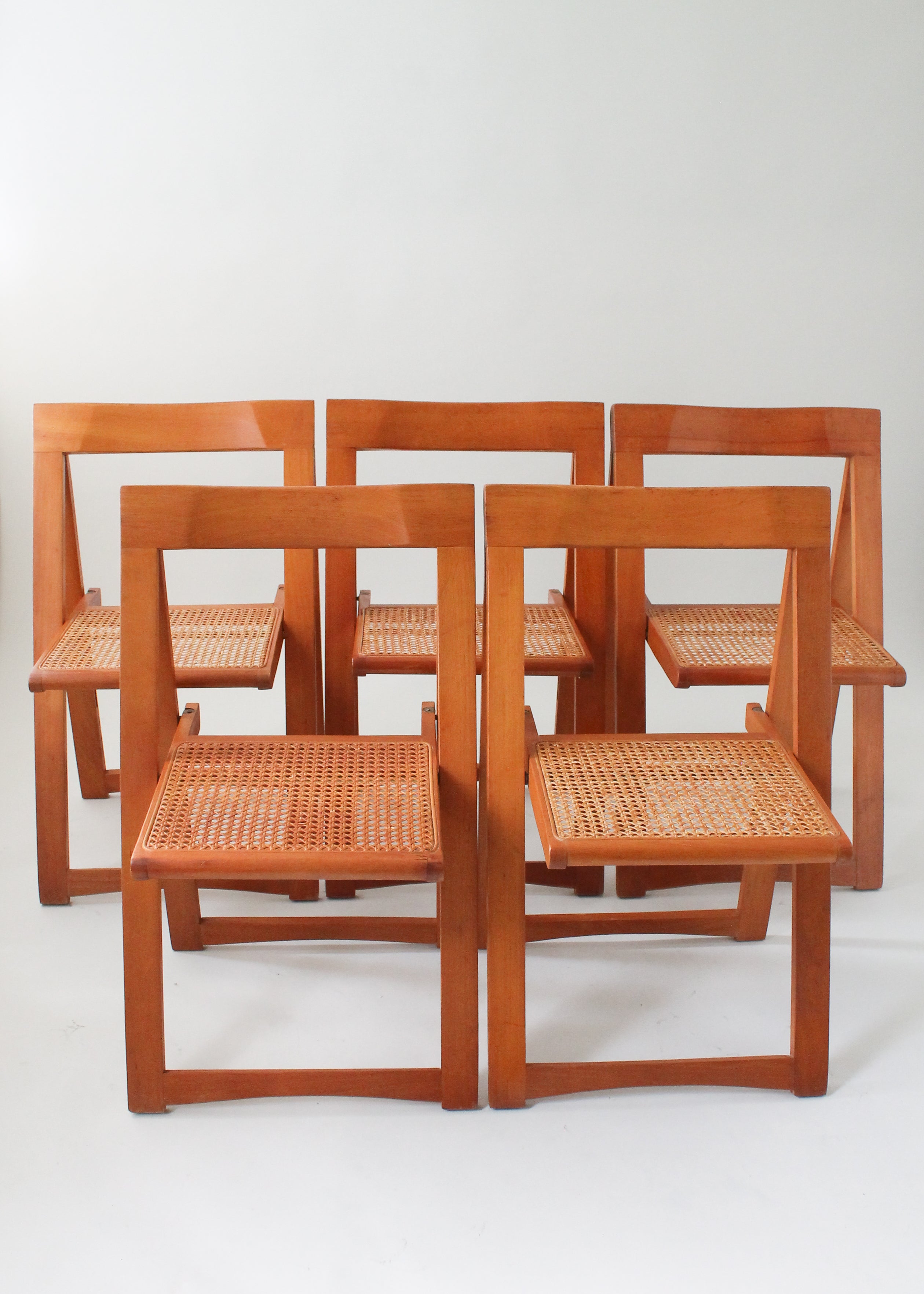 Vintage Mid-Century Wood and Cane Folding Chair