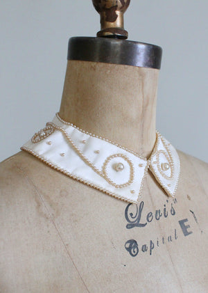Vintage 1960s Pearl Swirls Beaded Sweater Collar