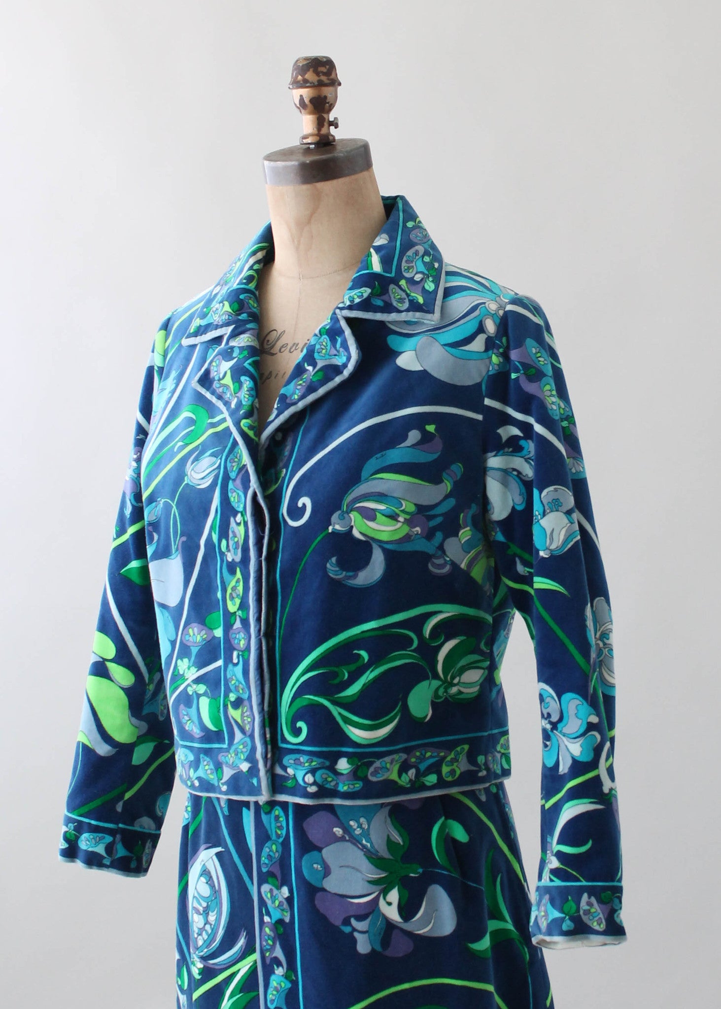 Vintage 1960s Pucci Floral Velvet Jacket and Skirt Set