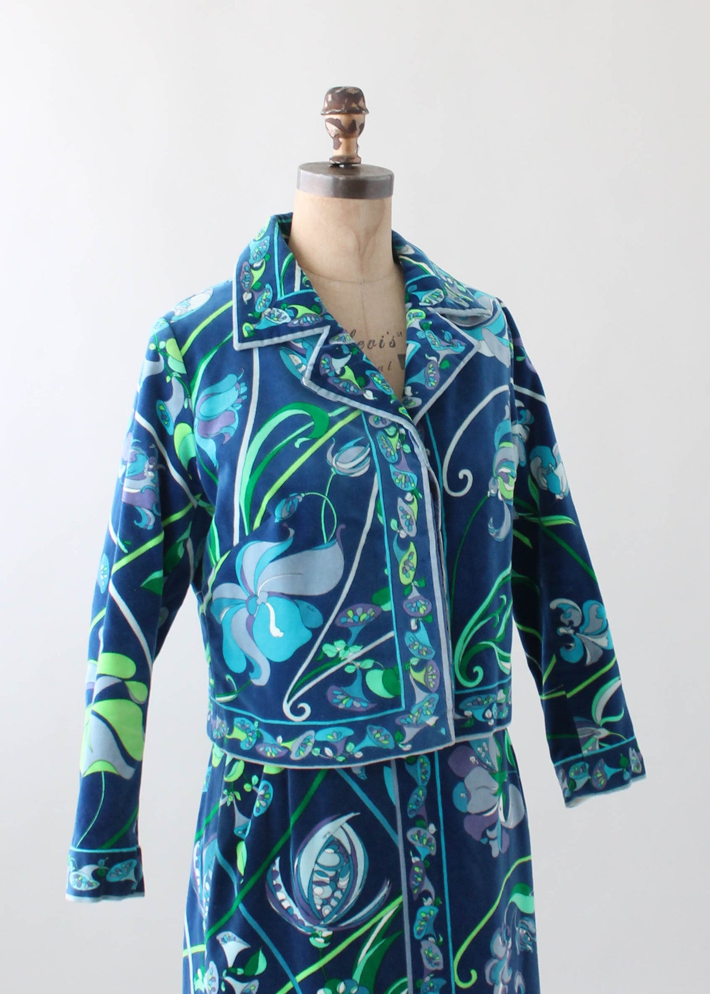 Vintage 1960s Pucci Floral Velvet Jacket and Skirt Set