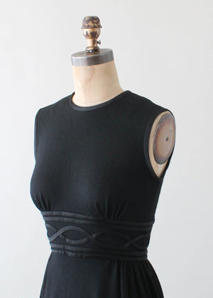 Vintage 1960s Black Wool Column Dress