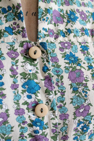 1960s purple and blue floral dress