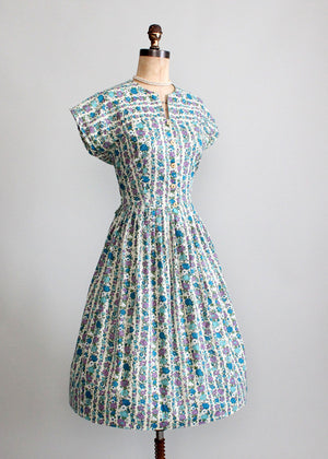 1960s floral cotton day dress