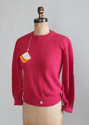 Vintage 1960s Vibrant Pink Crewneck Sweater Deadstock