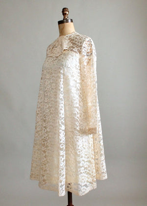 Vintage 1960s MOD Lace A-Line Wedding Dress