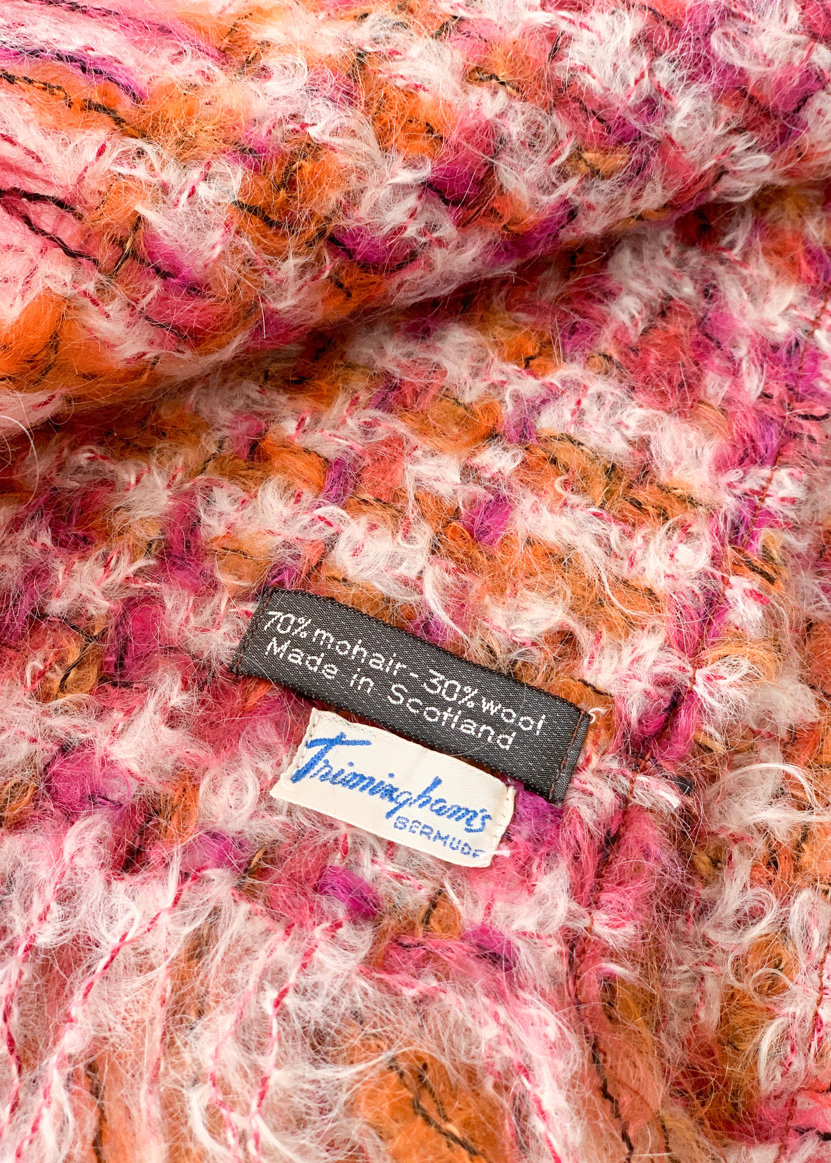 Vintage 1960s Plaid Mohair Shawl