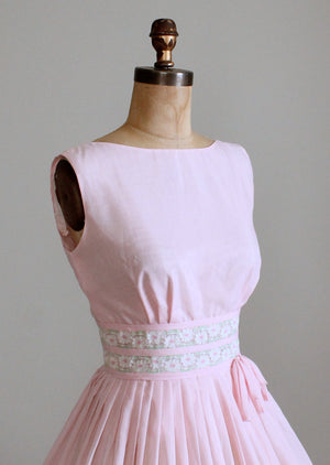 Vintage Early 1960s Flower Waist Pink Day Dress