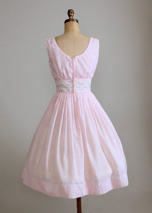 Vintage Early 1960s Flower Waist Pink Day Dress
