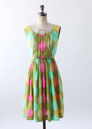 Vintage 1960s Colorful Dots Cotton Summer Dress