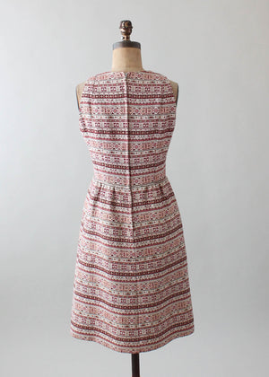 Vintage 1960s Pink and Gold Lamé Stripe Dress