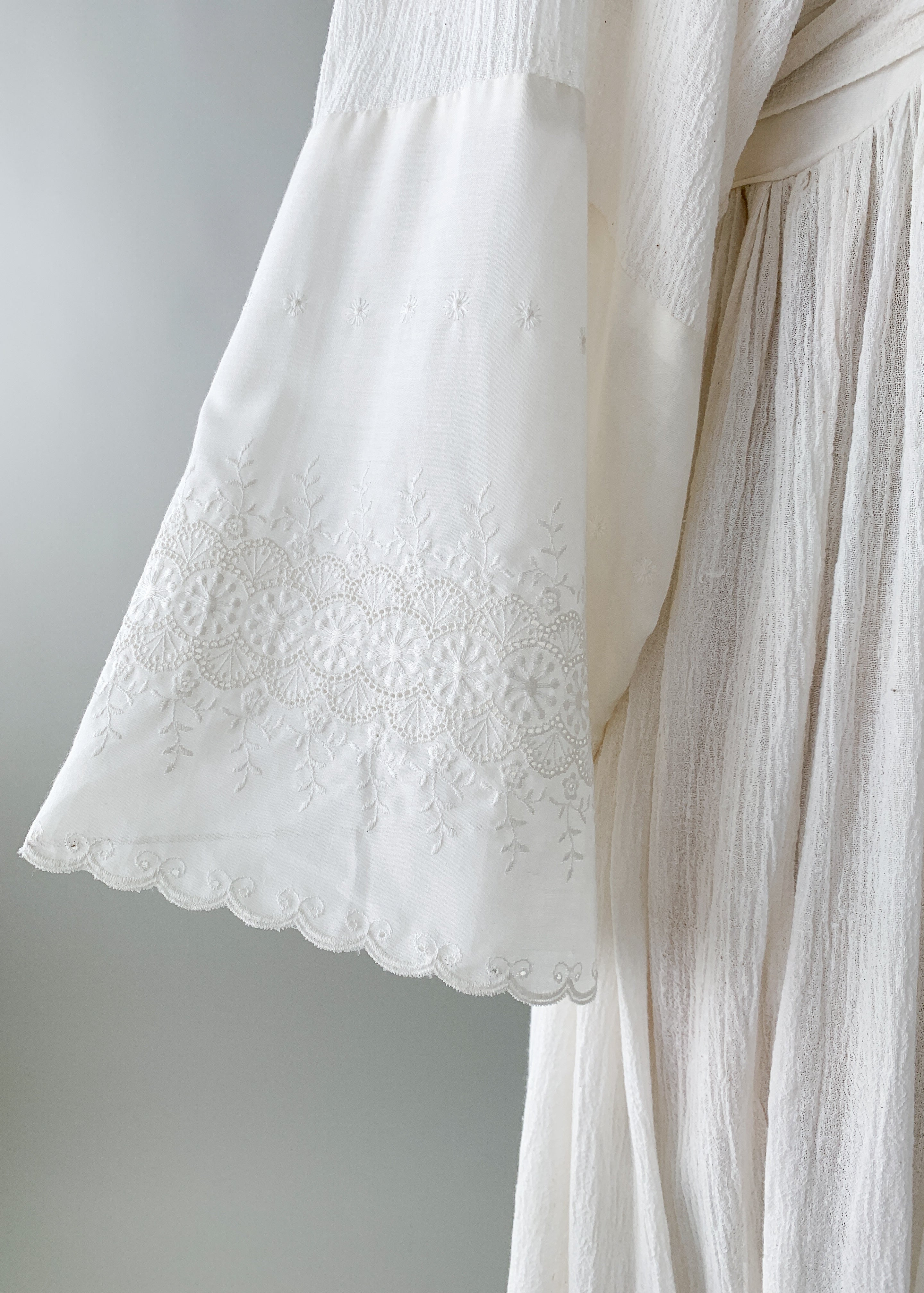 Vintage 1960s Beaded Bell Sleeve Gauze Dress