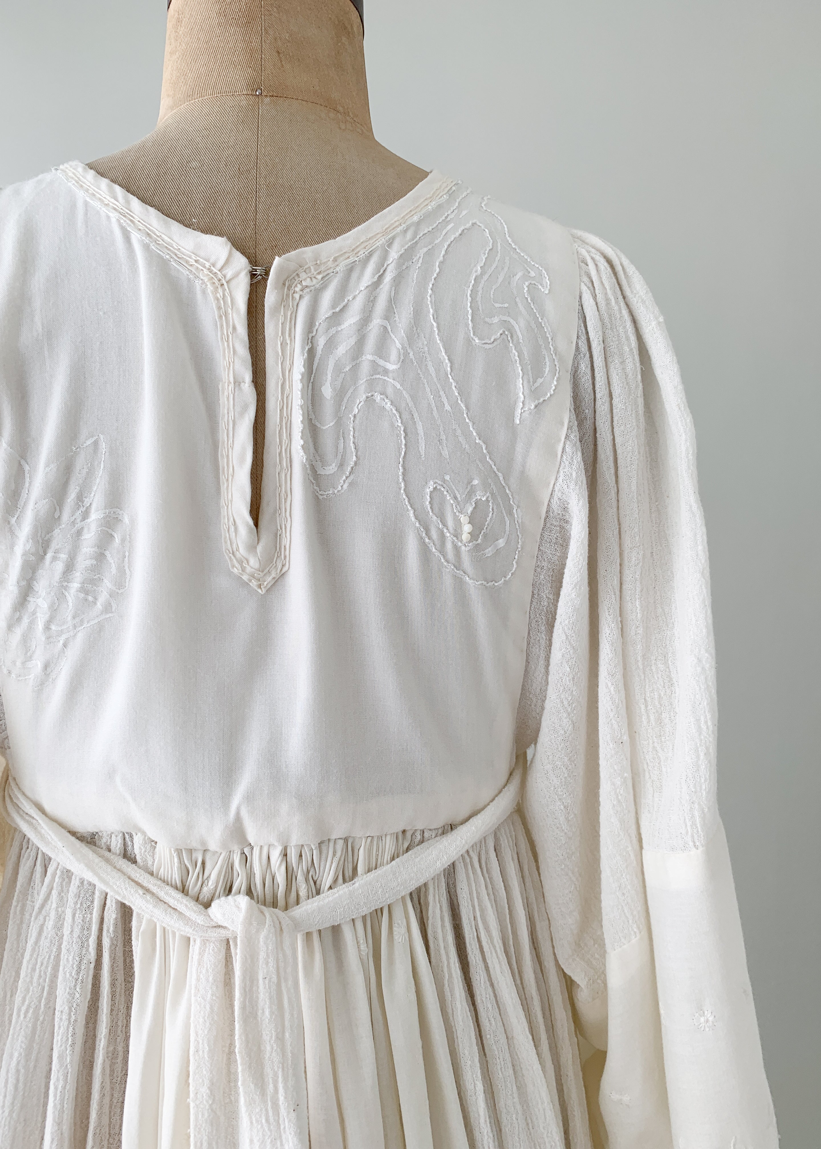 Vintage 1960s Beaded Bell Sleeve Gauze Dress