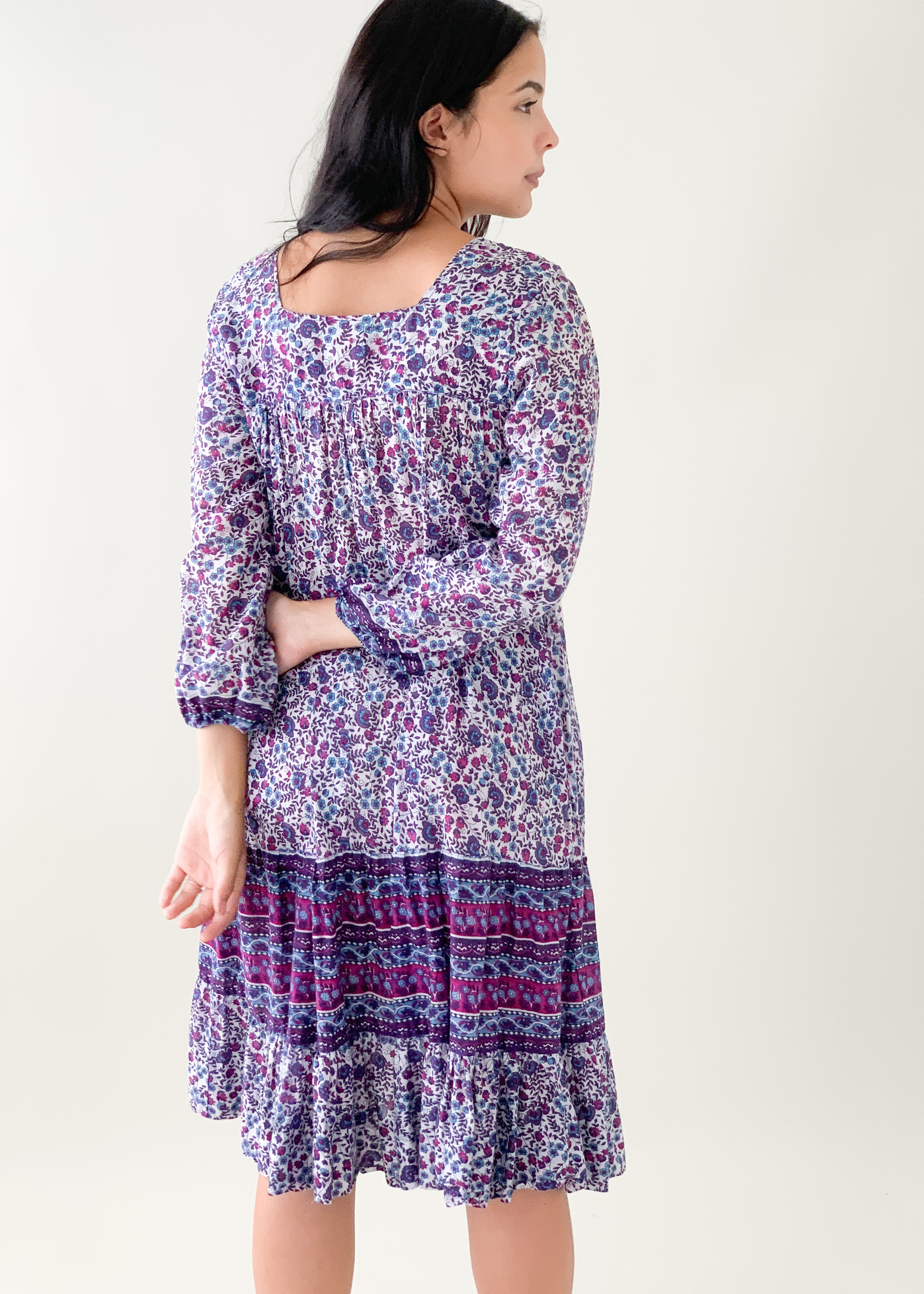 Vintage 1970s Cotton Block Print Dress