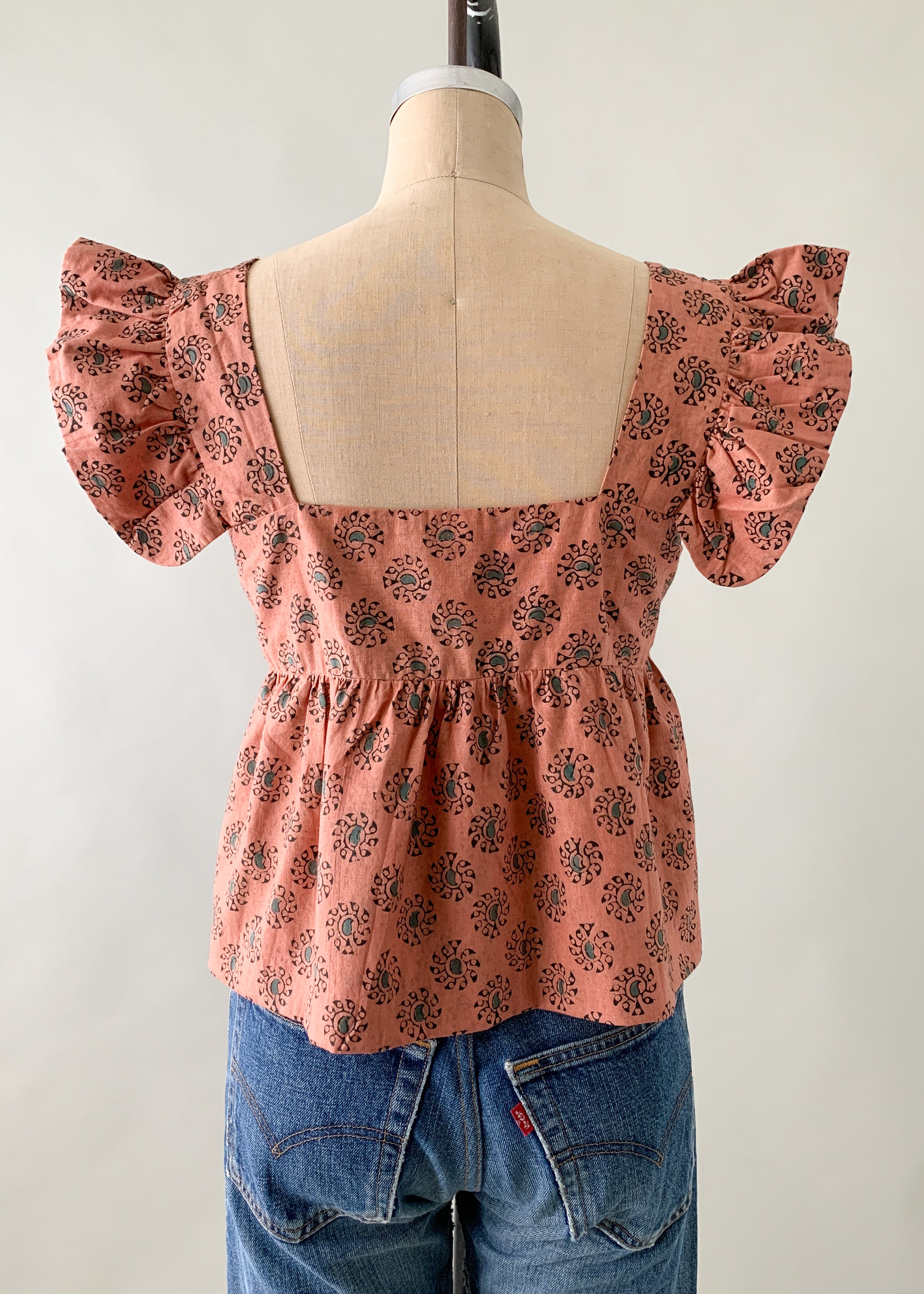 Vintage 1970s Indian Cotton Ruffle Top