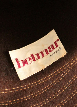 Vintage 1970s Betmar Brown Wool Felt Fedora Hat