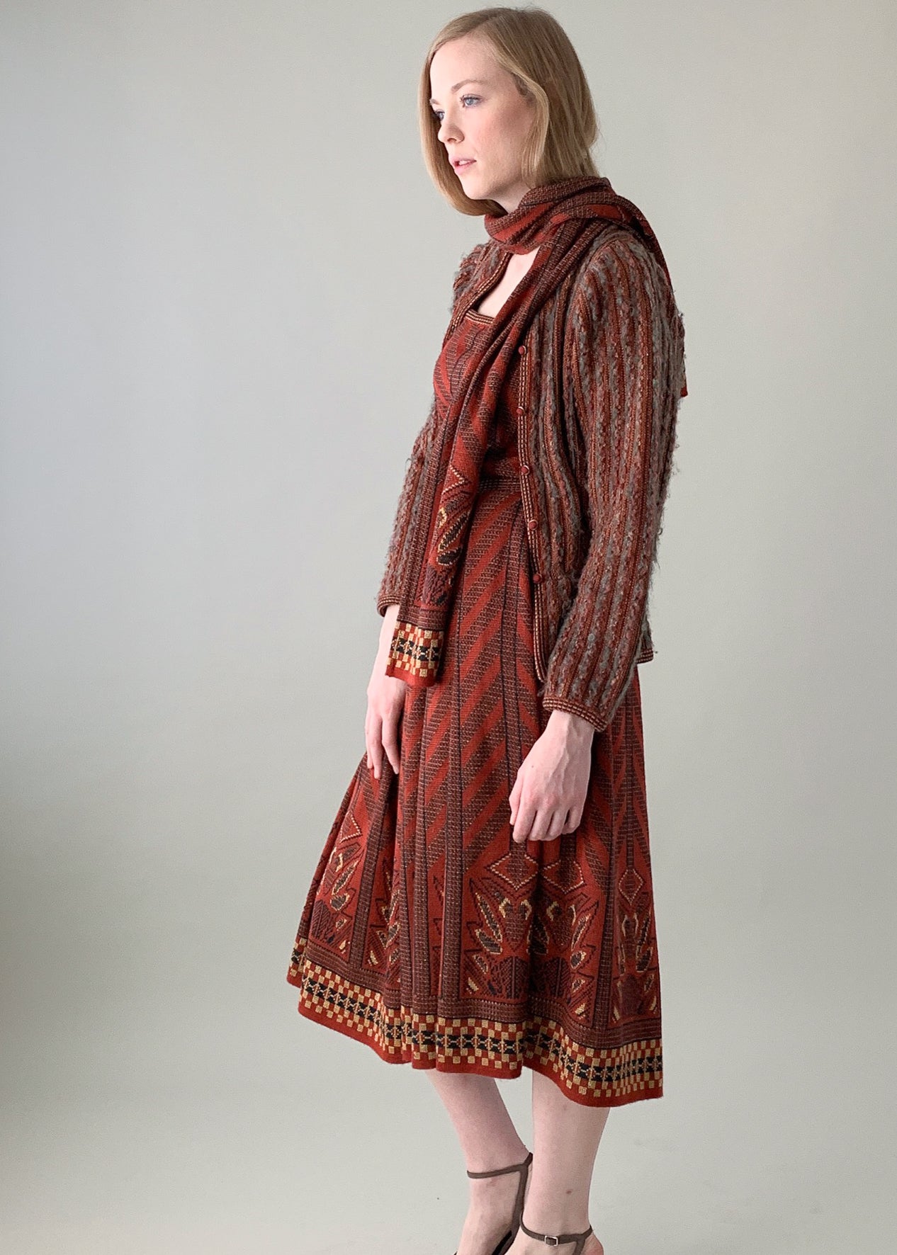 Vintage 1970s Bill Gibb Knit Dress Set
