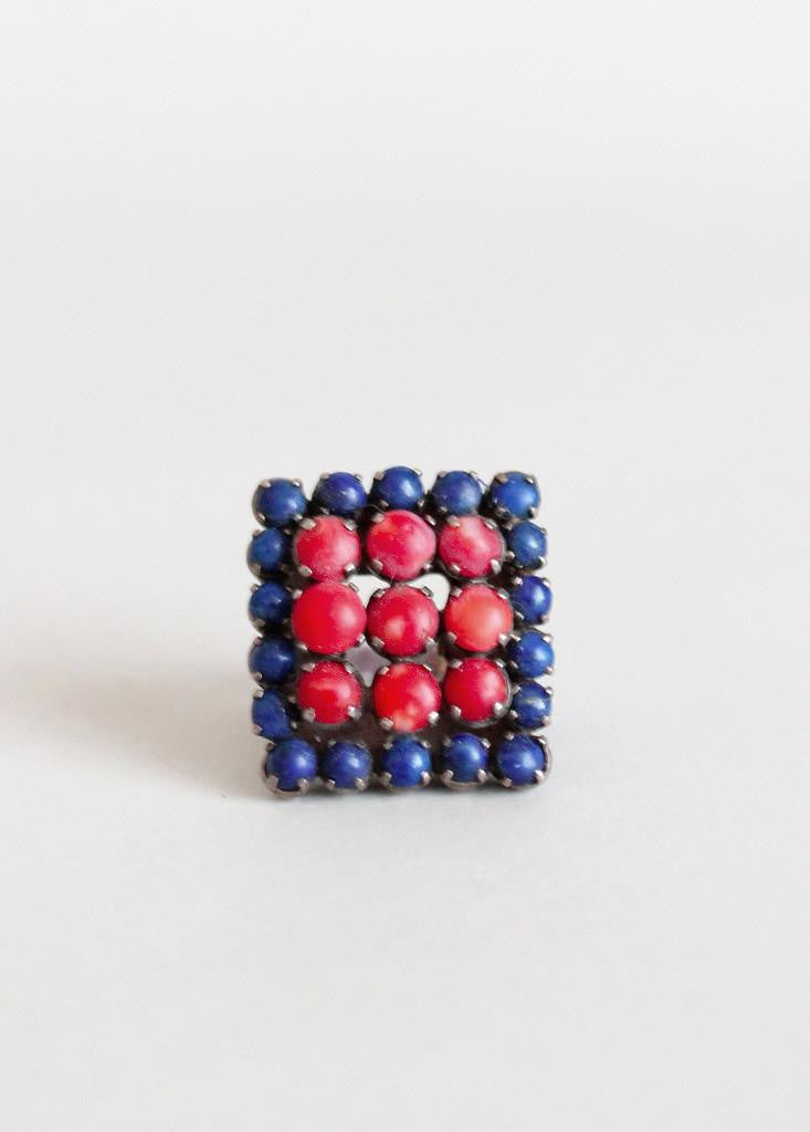 Vintage 1970s Square Stone Statement Ring