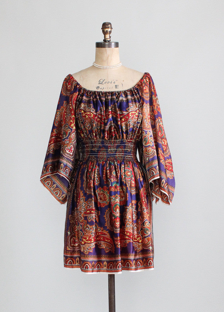 70s mini dress vintage 1970s David Edden Butterfly Sleeve Siz:US 8/UK 10 Fat Woman in Old-fashioned Hook depends on dress elegant night out.