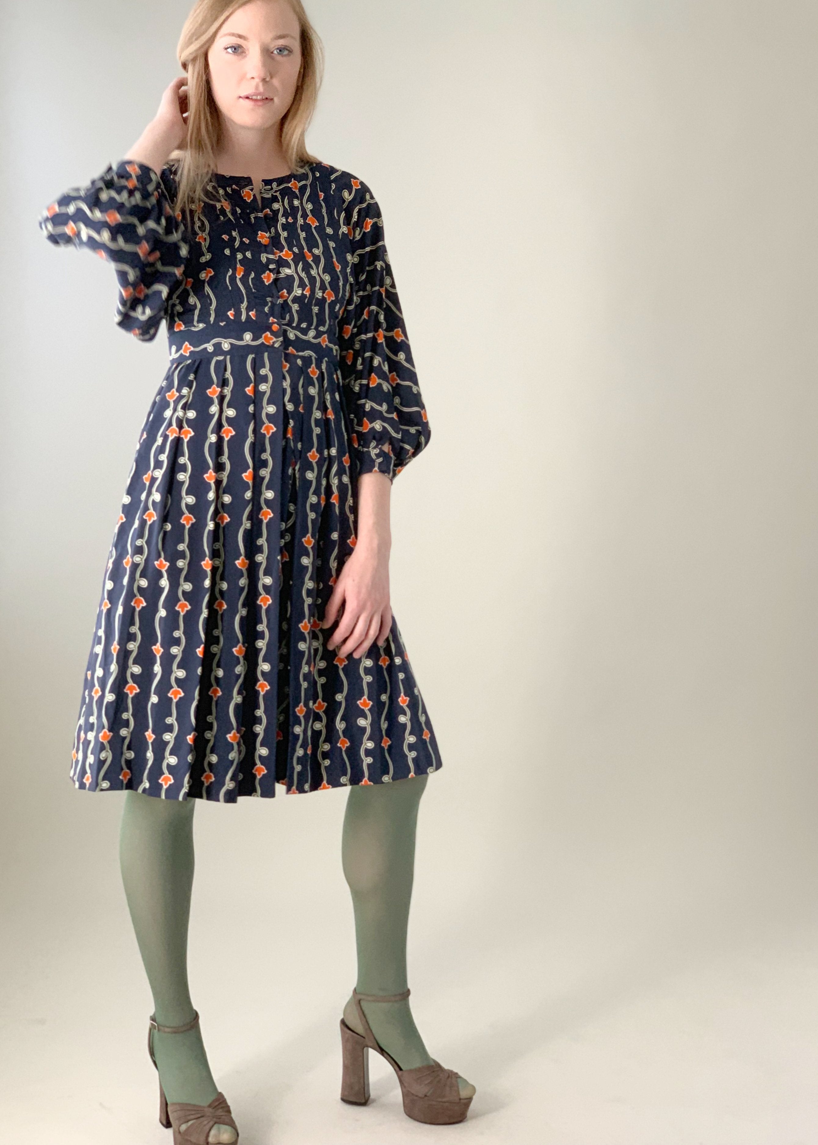 Vintage 1970s Jean Muir Silk Print Dress