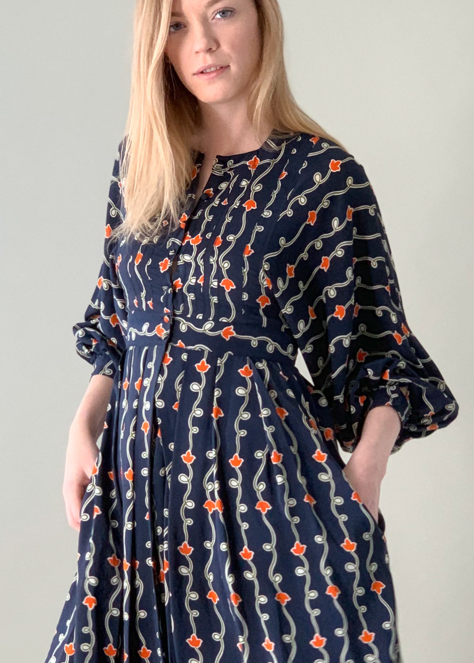 Vintage 1970s Jean Muir Silk Print Dress
