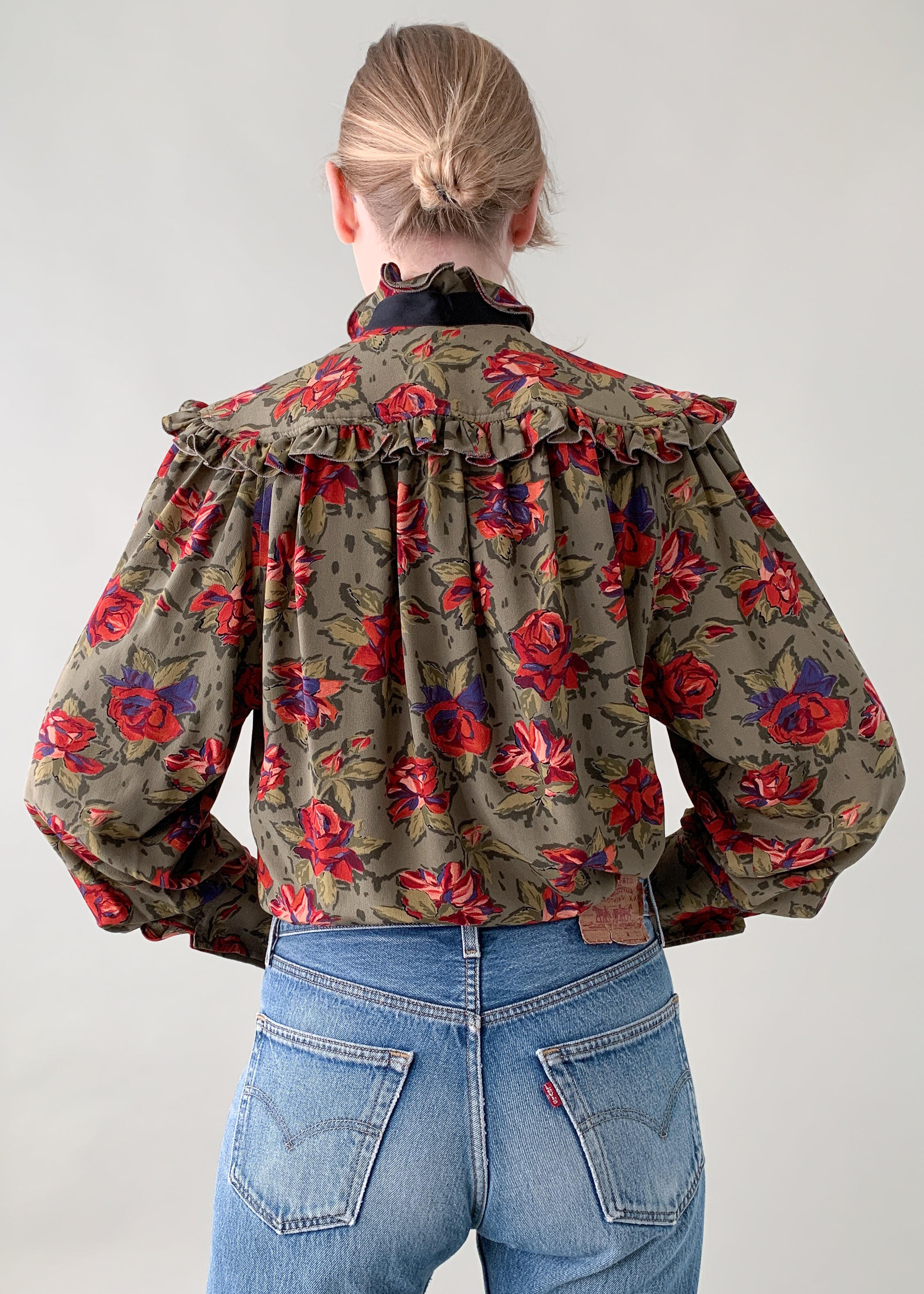 Vintage 1970s Ungaro Floral Silk Blouse