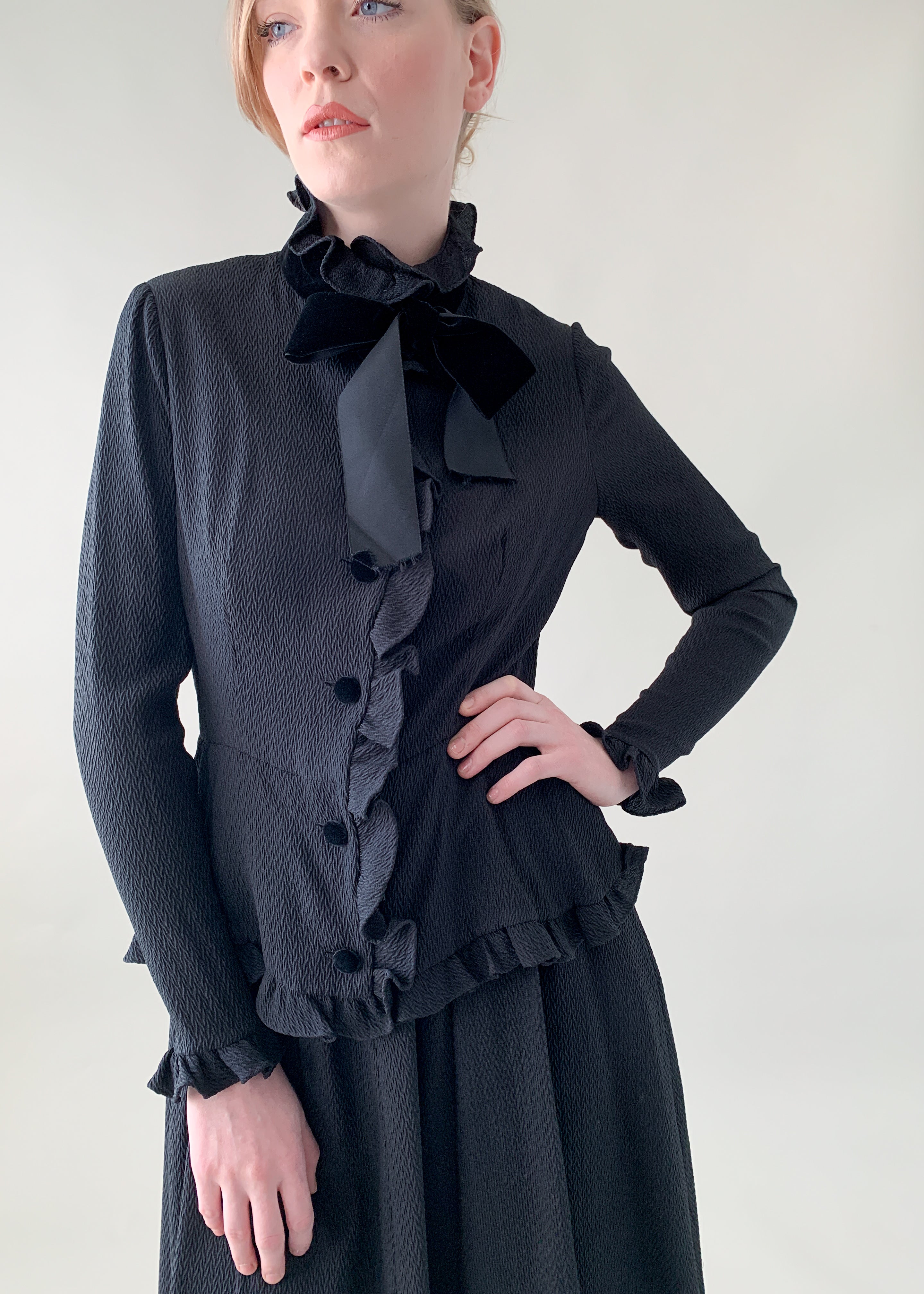 Vintage 1970s Valentino Silk Ruffle Dress