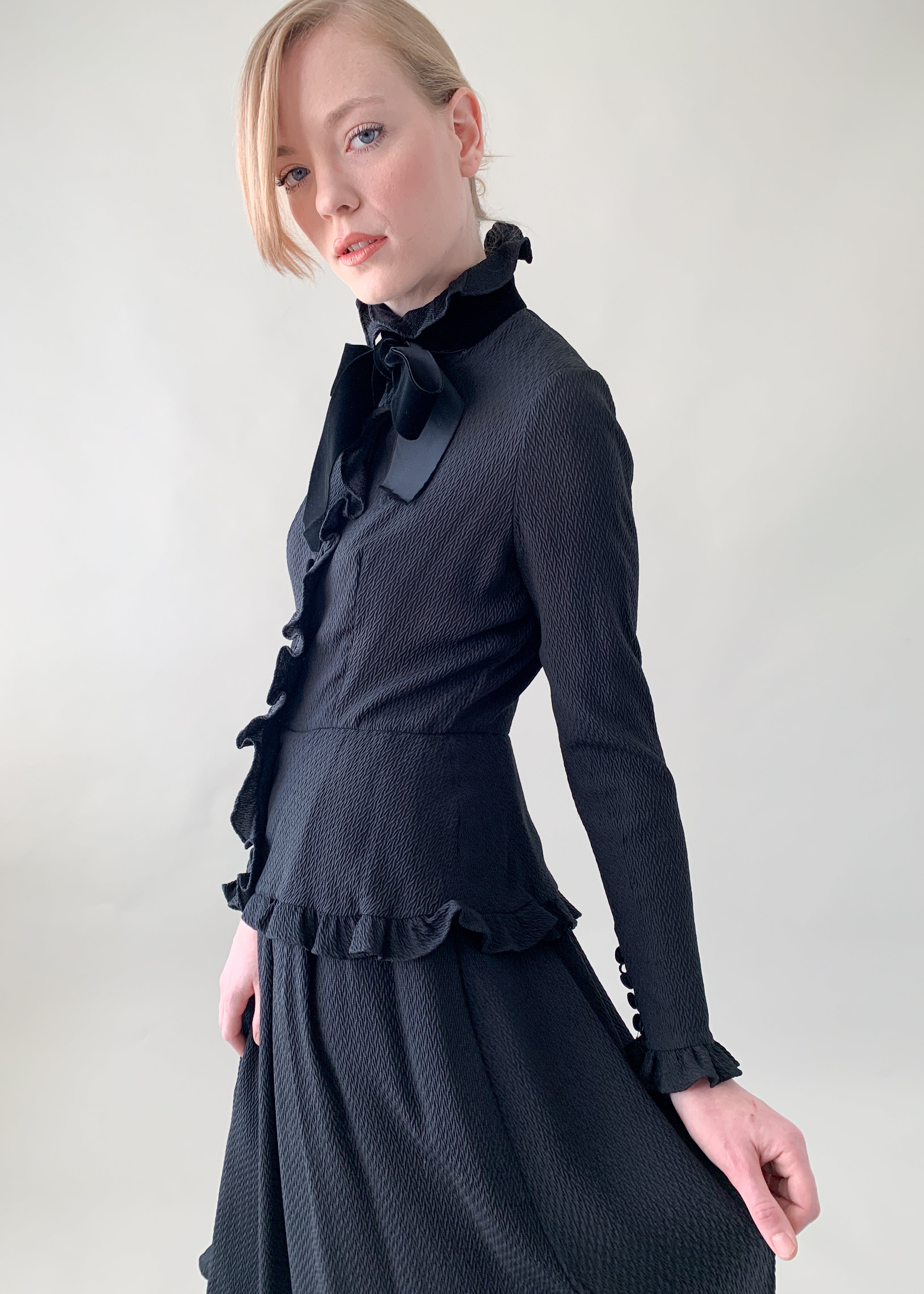 Vintage 1970s Valentino Silk Ruffle Dress