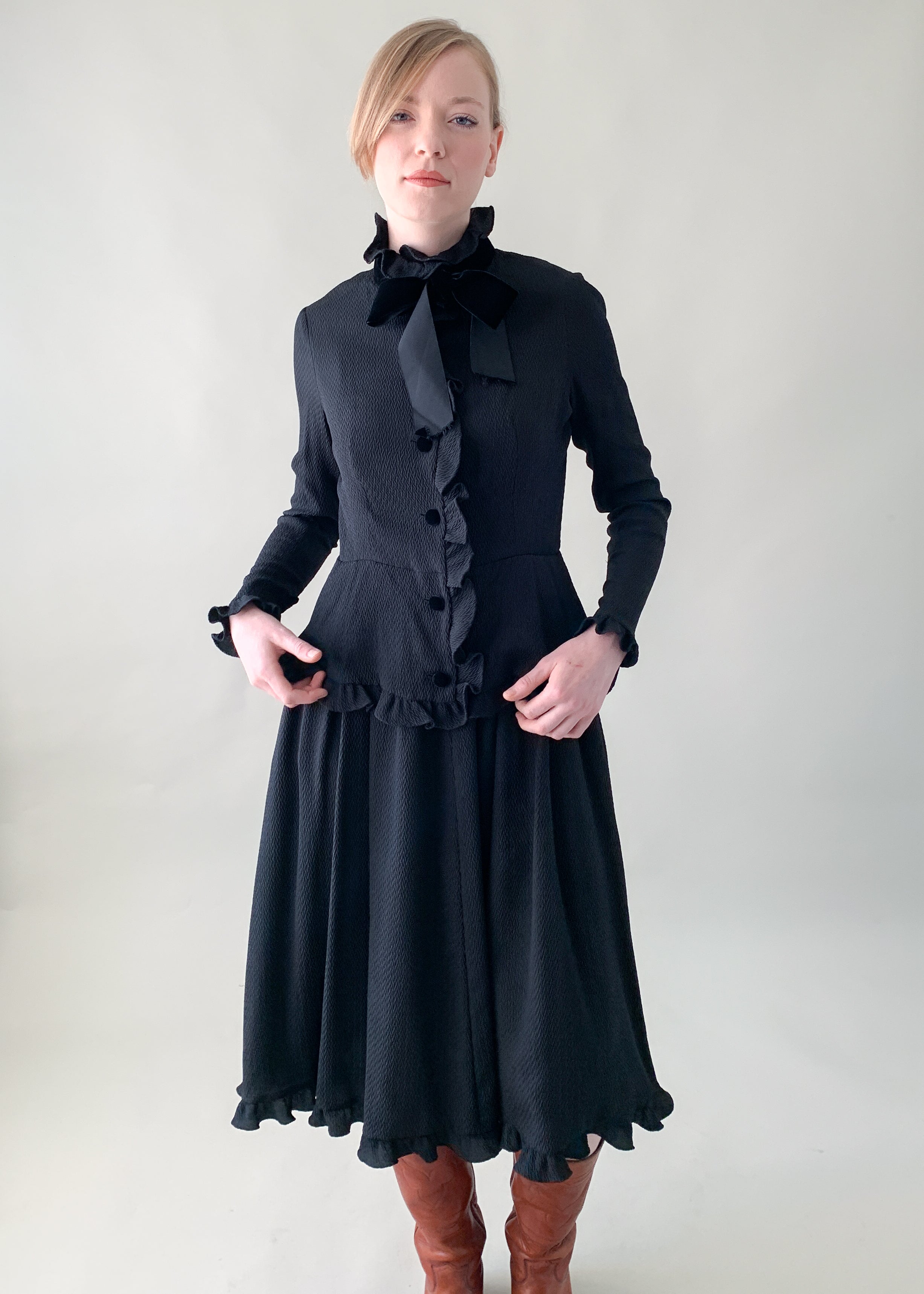 Vintage 1970s Valentino Silk Ruffle Dress