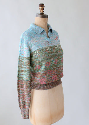 Vintage 1970s Abstract Landscape Sweater