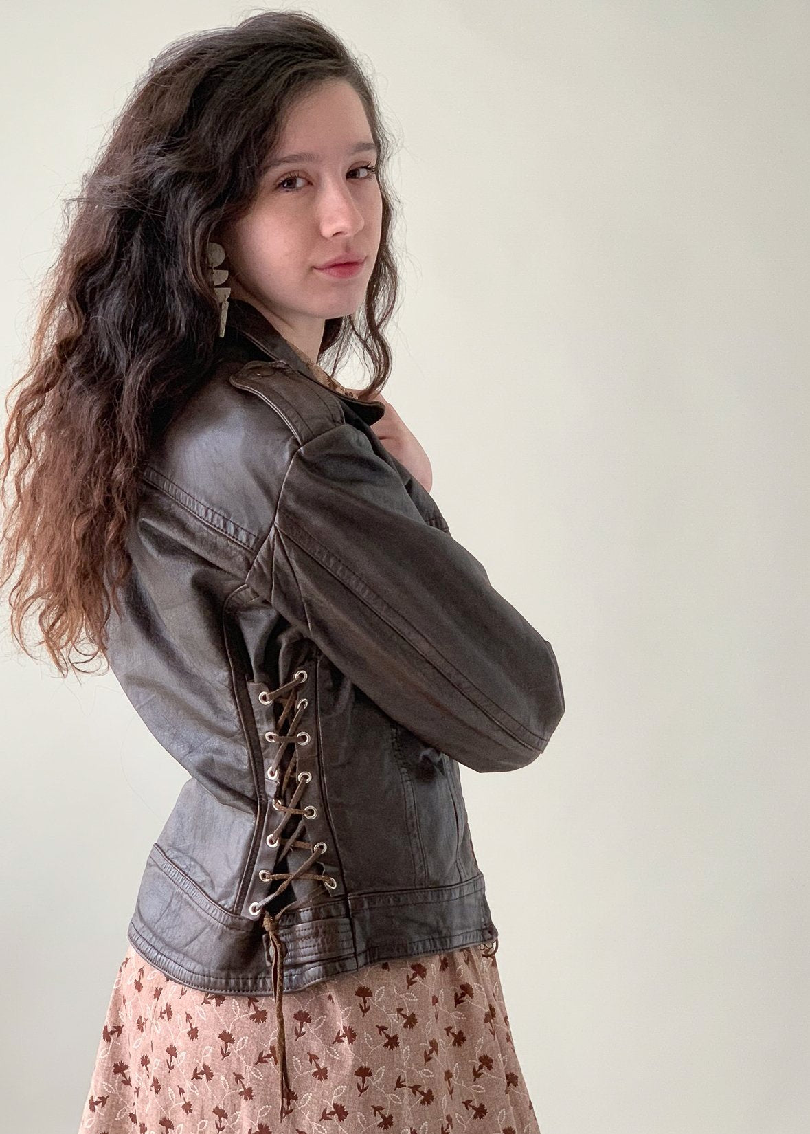 Vintage 1970s Harley Davidson Leather Lace Up Biker Jacket
