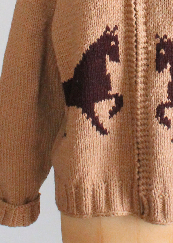Vintage 1970s Cowichan Horse Cardigan Sweater - Raleigh Vintage