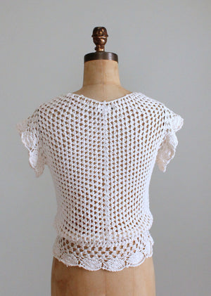 Vintage 1970s Scallop Hem Crochet Top