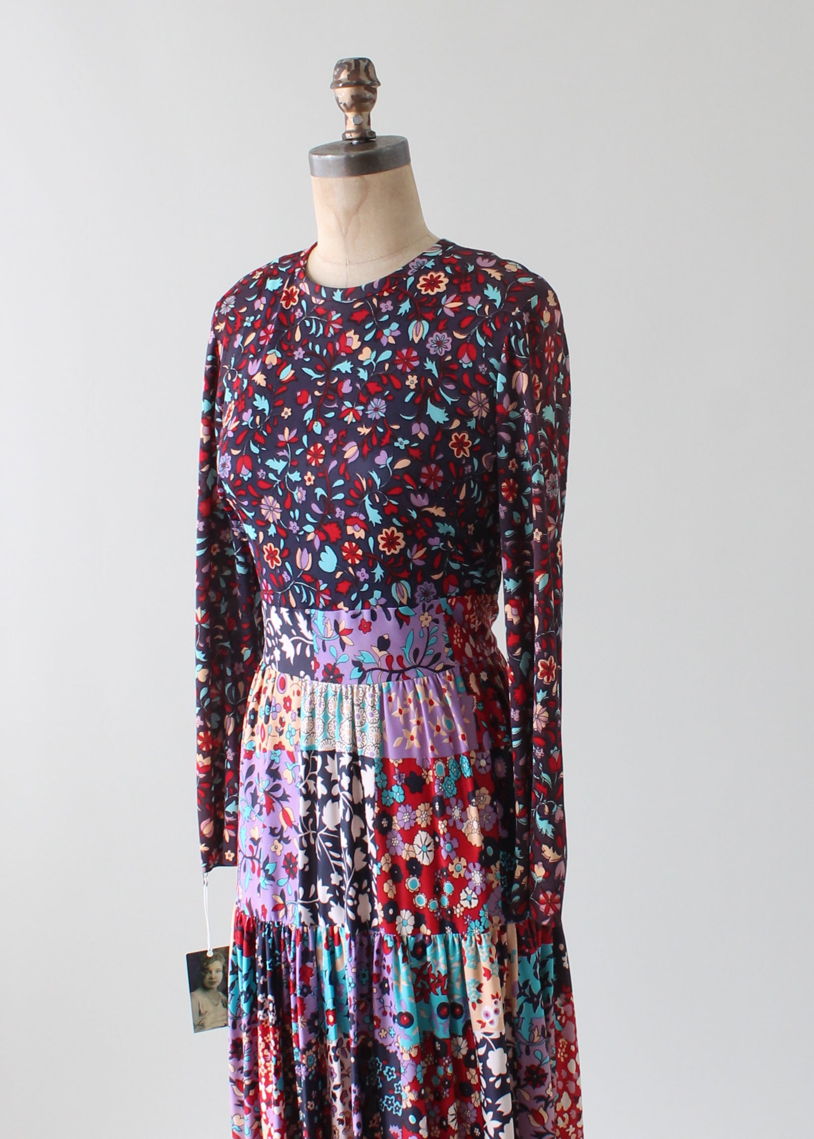 Vintage 1970s Floral Patchwork Maxi Dress