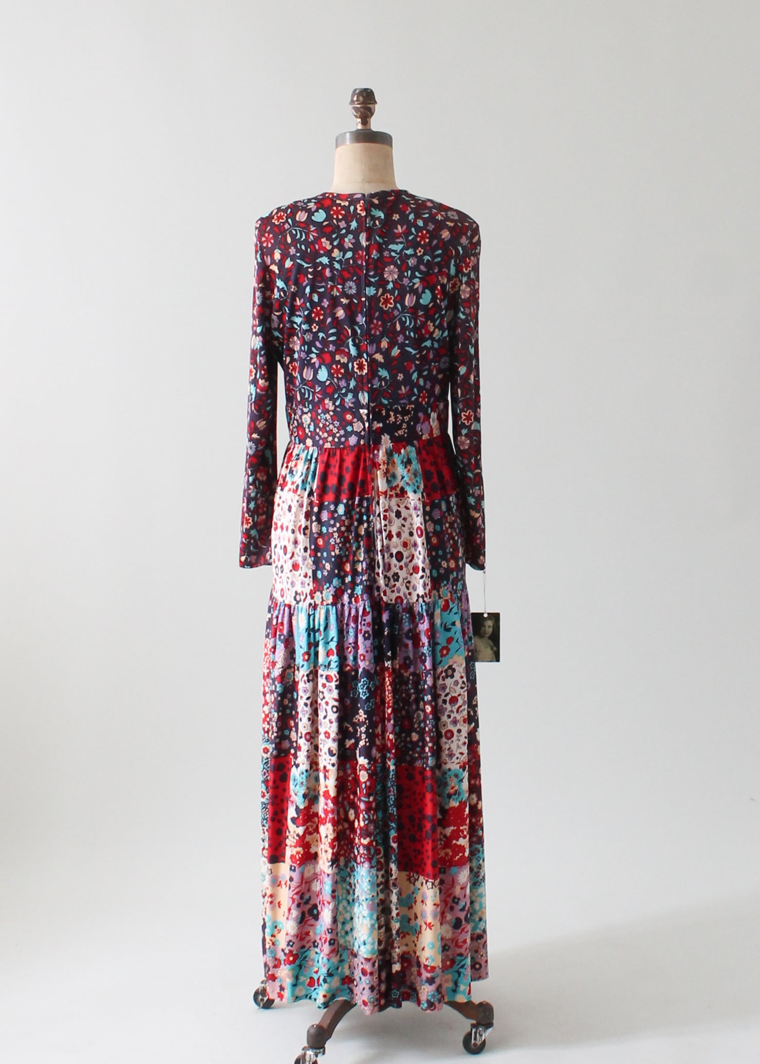 Vintage 1970s Floral Patchwork Maxi Dress