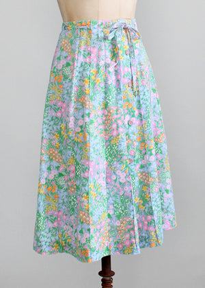 Vintage 1970s Pastel Garden Summer Skirt