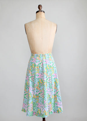 Vintage 1970s Pastel Garden Summer Skirt
